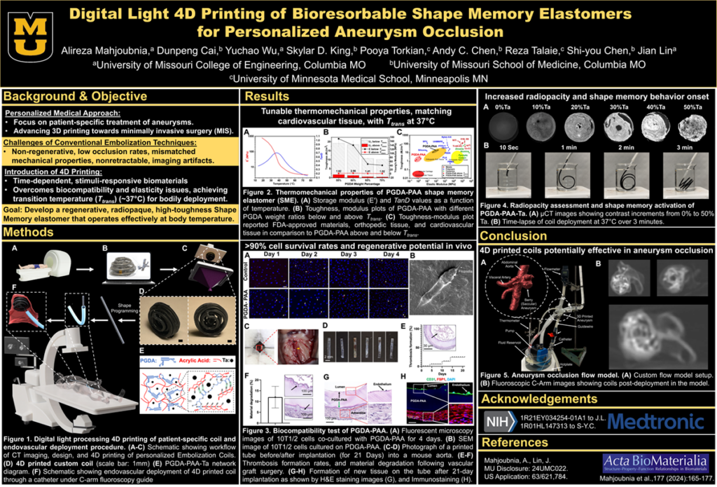 Digital Light 4D Printing of Bioresorbable Shape Memory Elastomers for Personalized Aneurysm Occlusion